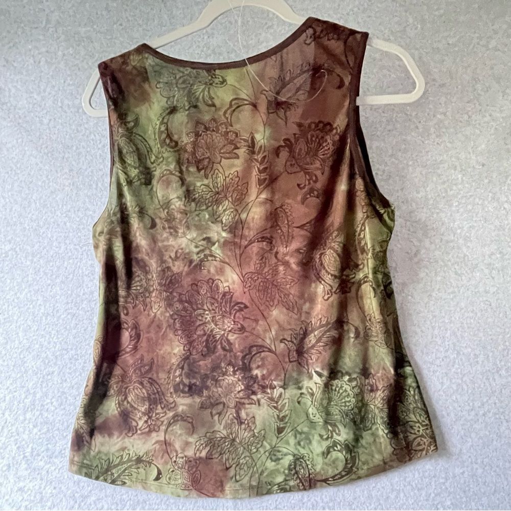 Dress Barn Vintage Satin Tank Top Forest Fairy Large Y2K - Picture 2 of 7